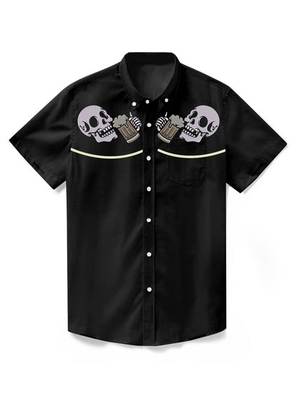 Skull And Beer - 100% Cotton Shirt