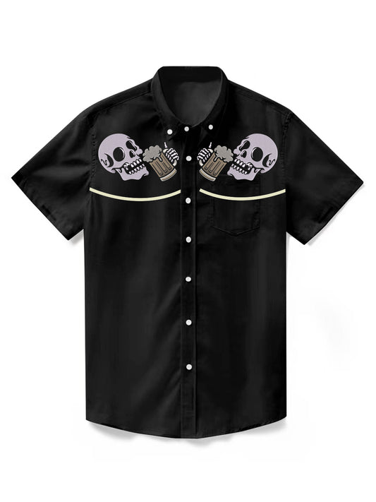 Skull And Beer - 100% Cotton Shirt