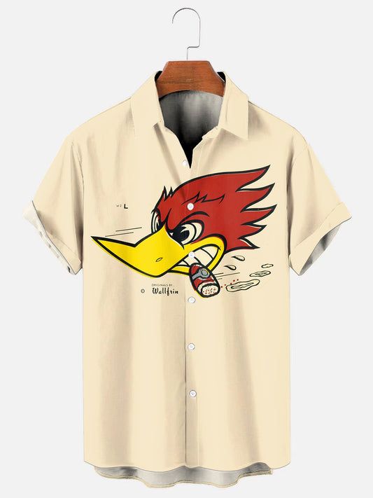 Men's Vintage Mr. Horsepower Classic Print Casual Short Sleeve Shirt