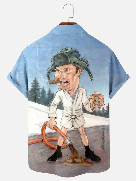 Men's Christmas Character Print Casual Short Sleeve Shirt