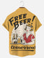 Men's Free Beer Tomorrow Vintage Poster Print Hawaiian Short Sleeve Shirt