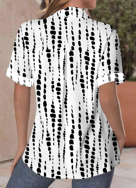 Women's Gradient Striped Print Fashionable Casual Short Sleeve Blouses