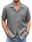 Men's Cuban Collar Pocket Waffle Basic Simple Everyday Casual Shirt