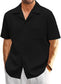 Men's Cuban Collar Pocket Waffle Basic Simple Everyday Casual Shirt