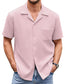 Men's Cuban Collar Pocket Waffle Basic Simple Everyday Casual Shirt