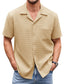 Men's Cuban Collar Pocket Waffle Basic Simple Everyday Casual Shirt