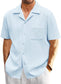 Men's Cuban Collar Pocket Waffle Basic Simple Everyday Casual Shirt