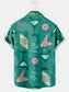 Men's Geometric Casual Short Sleeve Hawaiian Shirt with Chest Pocket