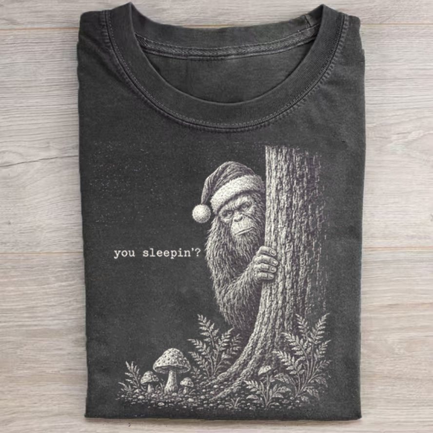 Sasquatch Santa You Sleepin T-Shirt