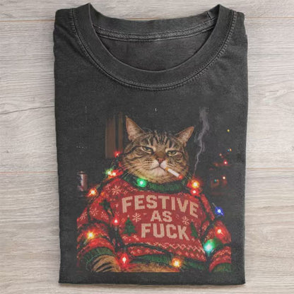 Funny Christmas Cat T-shirt