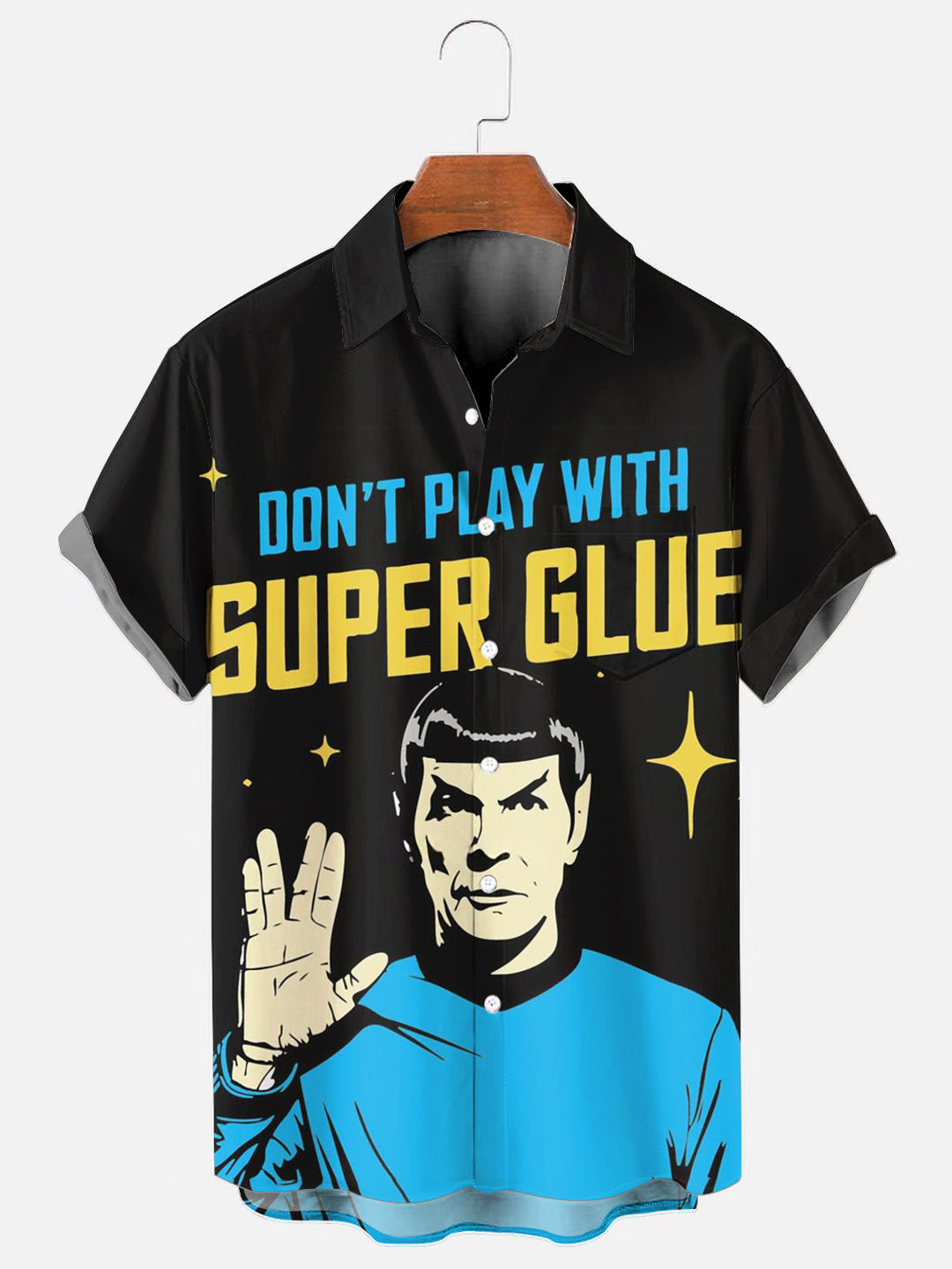 Men's Vintage TV Character Fun Print Casual Short-Sleeve Pocket Shirt