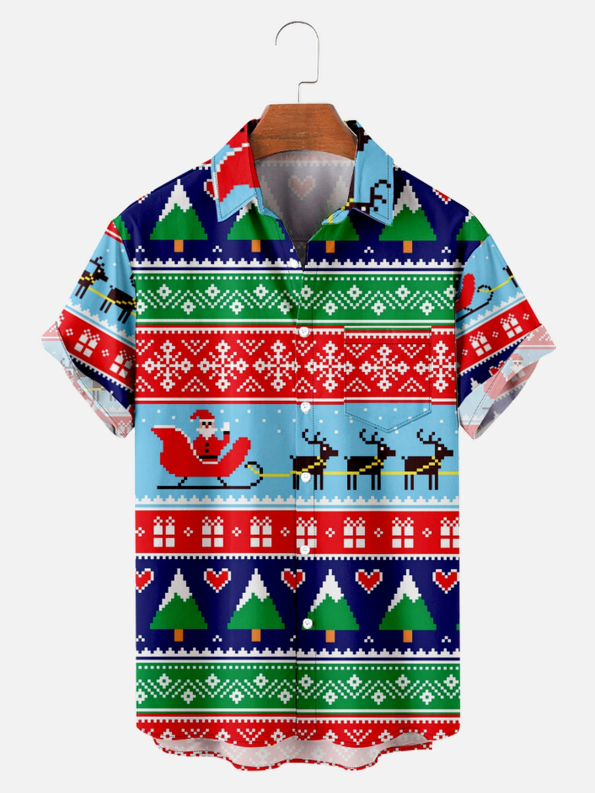 Men's Christmas Print Short Sleeve Shirt – Hallyy