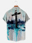 Men's Jesus Cross Print Hawaiian Short Sleeve Shirt