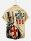 Men's Vintage Templar Knight Graphic Print Casual Short Sleeve Shirt with Pocket