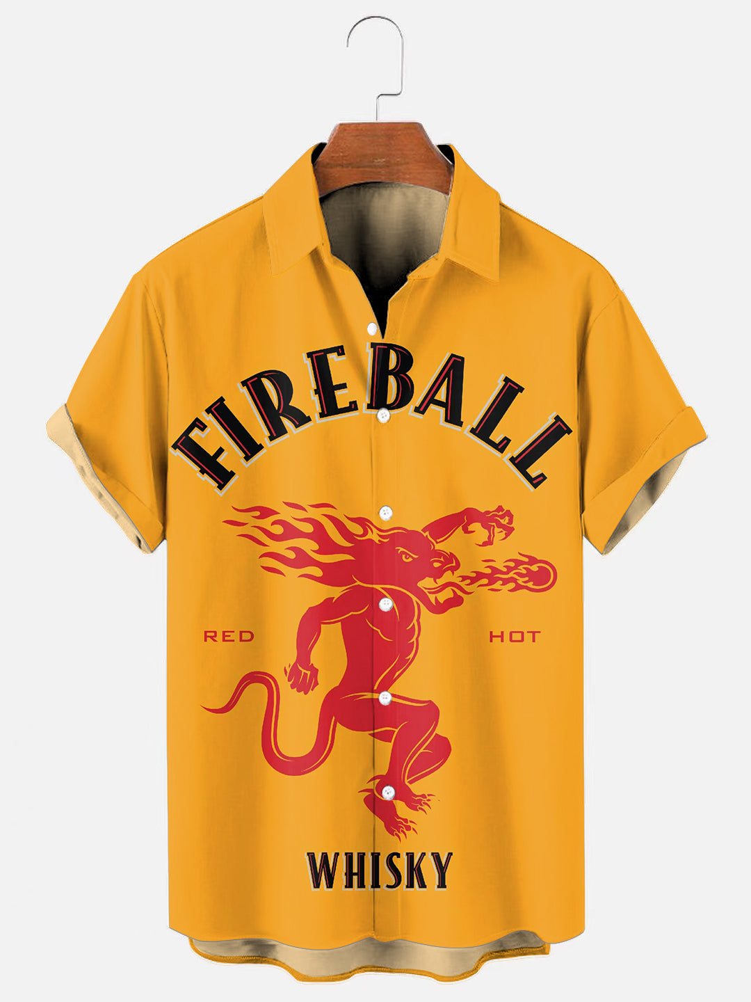 Men's Vintage Whiskey Logo Print Casual Short Sleeve Shirt
