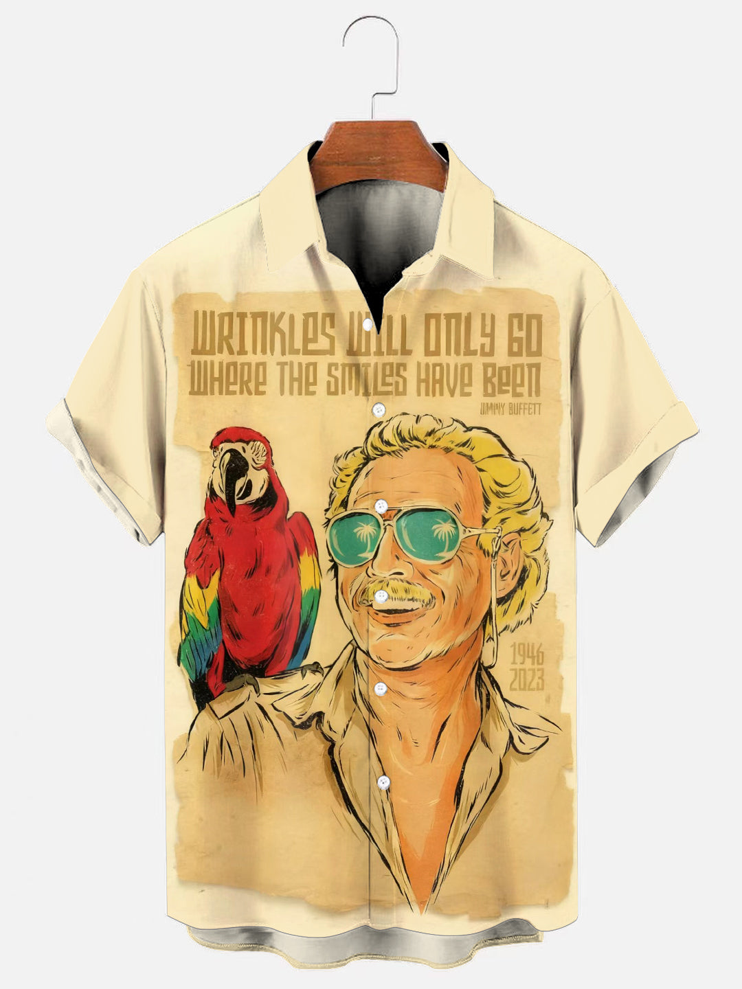 Men's Vintage Legendary Figure Poster Print Hawaiian Short Sleeve Shirt