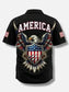 America 250 Years Commemorative Eagle Flag Print Short Sleeve Shirt