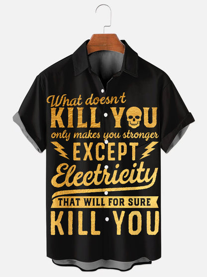 Men's Vintage Funny Proud Electrician Casual Short Sleeve Pocket Shirt