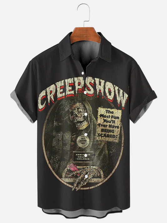 Men's Horror Movie Poster Print Casual Short Sleeve Shirt
