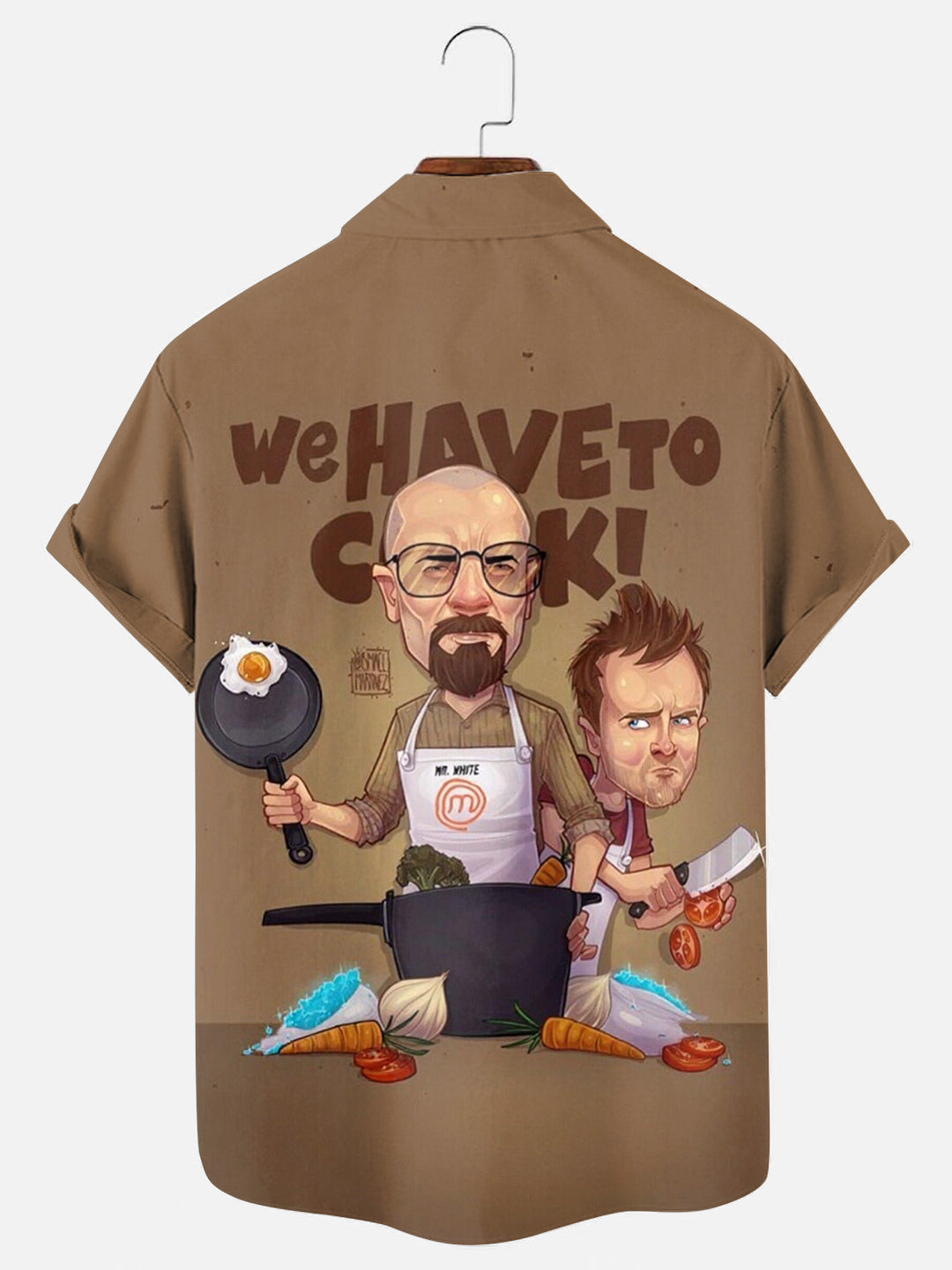 Men's Movie Character Print Hawaiian Chest Pocket Short Sleeve Shirt