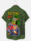 Men's Retro Car Mouse Racing Culture Print Hawaiian Chest Pocket Short Sleeve Shirt