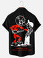 Men's Vintage 70s Electricity Warning Sign Print Hawaiian Short Sleeve Shirt