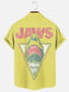 Men's Vintage Jaws Triangle Print Casual Short Sleeve Pocket Shirt