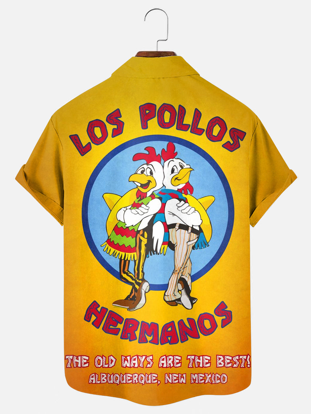 Men's Vintage Los Pollos Hermanos Poster Print Hawaiian Short Sleeve Shirt