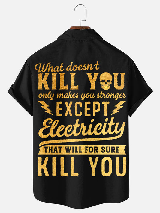 Men's Vintage Funny Proud Electrician Casual Short Sleeve Pocket Shirt