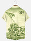 Men's Vintage Stamp American Flag Print Independence Day Holiday Short Sleeve Shirt