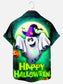 Men's Happy Halloween Ghost Print Holiday Short Sleeve Shirt