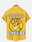 Men's 70s Vintage Cartoon Cheese Fun Print Casual Short Sleeve Pocket Shirt