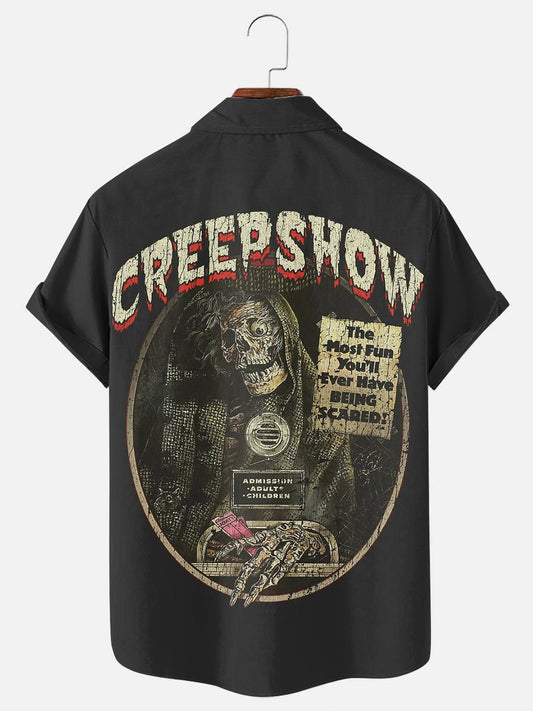 Men's Horror Movie Poster Print Casual Short Sleeve Shirt