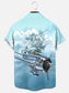 Men's Vintage WWII P-47 Thunderbolt Print Short Sleeve Shirt Indian Warrior Pocket Shirt