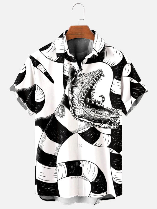 Men's Classic Terror Sandworm Print Hawaiian Short Sleeve Shirt