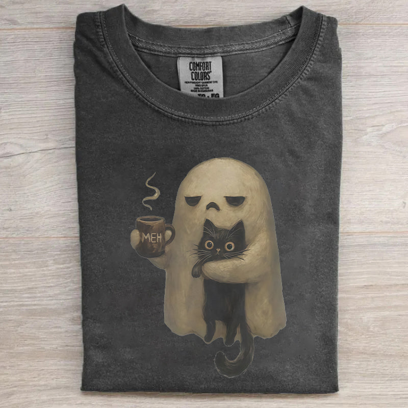 Spooky Black Cat Fun Print Unisex T-Shirt