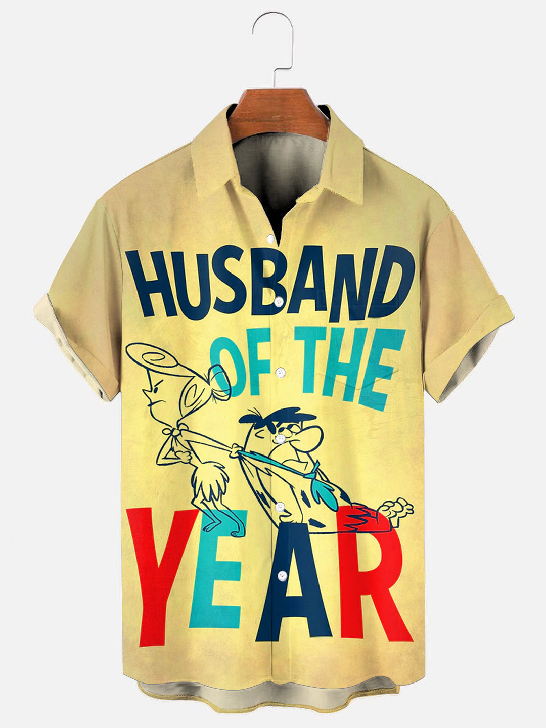 Men's Vintage Best Husband of the Year Poster Print Casual Short-Sleeve Pocket Shirt