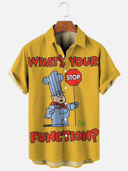 Men's Cartoon Character Print Hawaiian Casual Short Sleeve Shirt