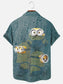 Men's Cartoon Character Print Hawaiian Chest Pocket Short Sleeve Shirt
