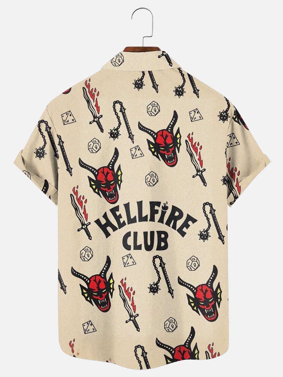 Men's Vintage Movie Tattoo Print Hawaiian Short Sleeve Pocket Shirt