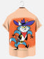 Men's Cartoon Cat Sheriff Print Hawaiian Short Sleeve Shirt
