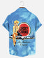 Men's Vintage Cigarette Girl Print Hawaiian Short Sleeve Pocket Shirt