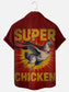 Men's Super Chicken Poster Print Casual Short Sleeve Pocket Shirt