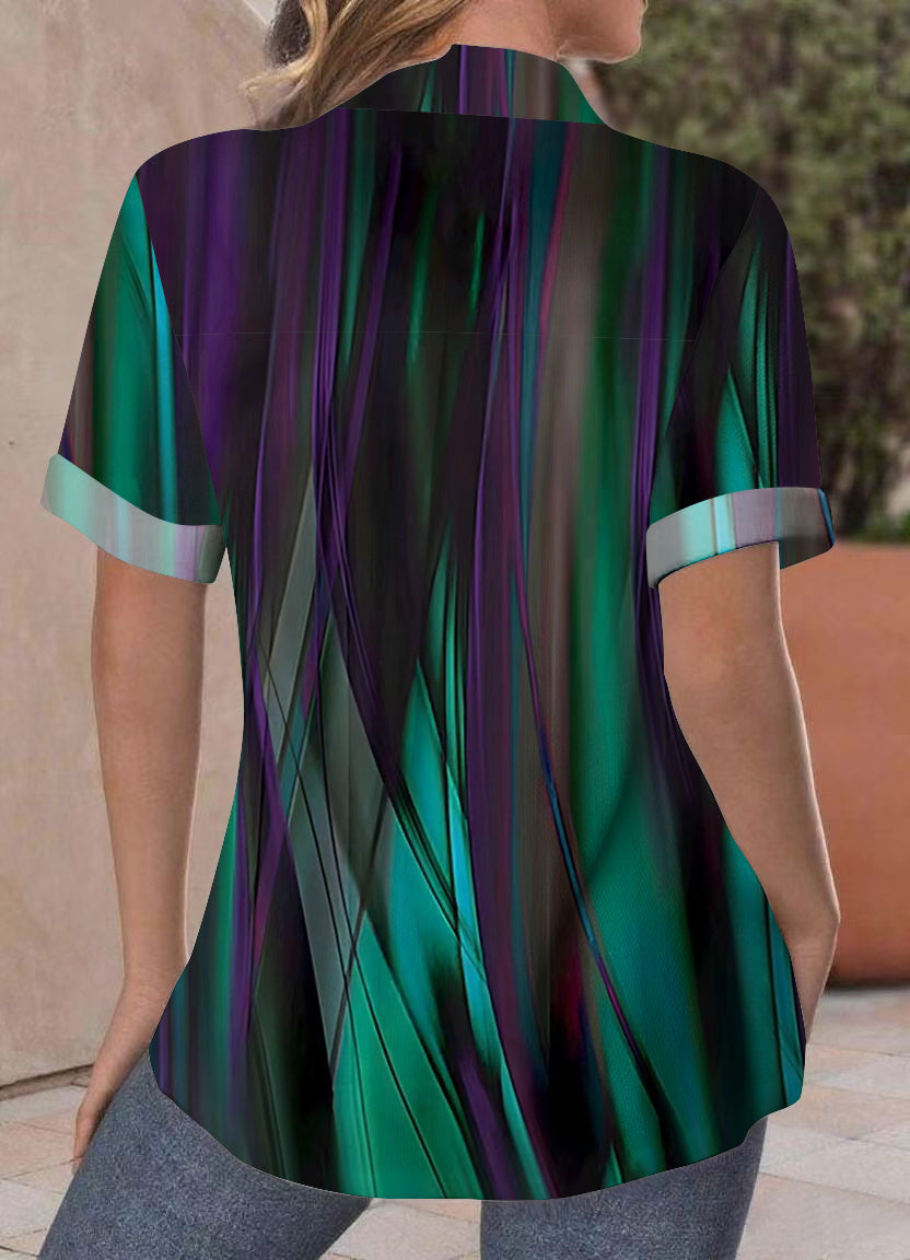 Women's Gradient Print Elegant and Stylish Short Sleeve Blouses