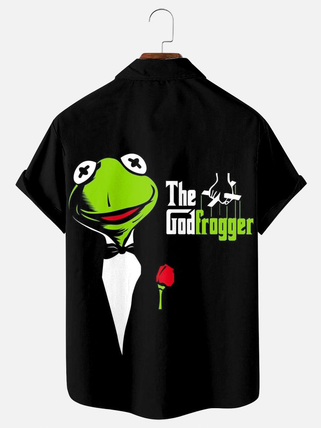 The Godfrogger Fun Print Chest Pocket Casual Short Sleeve Shirt