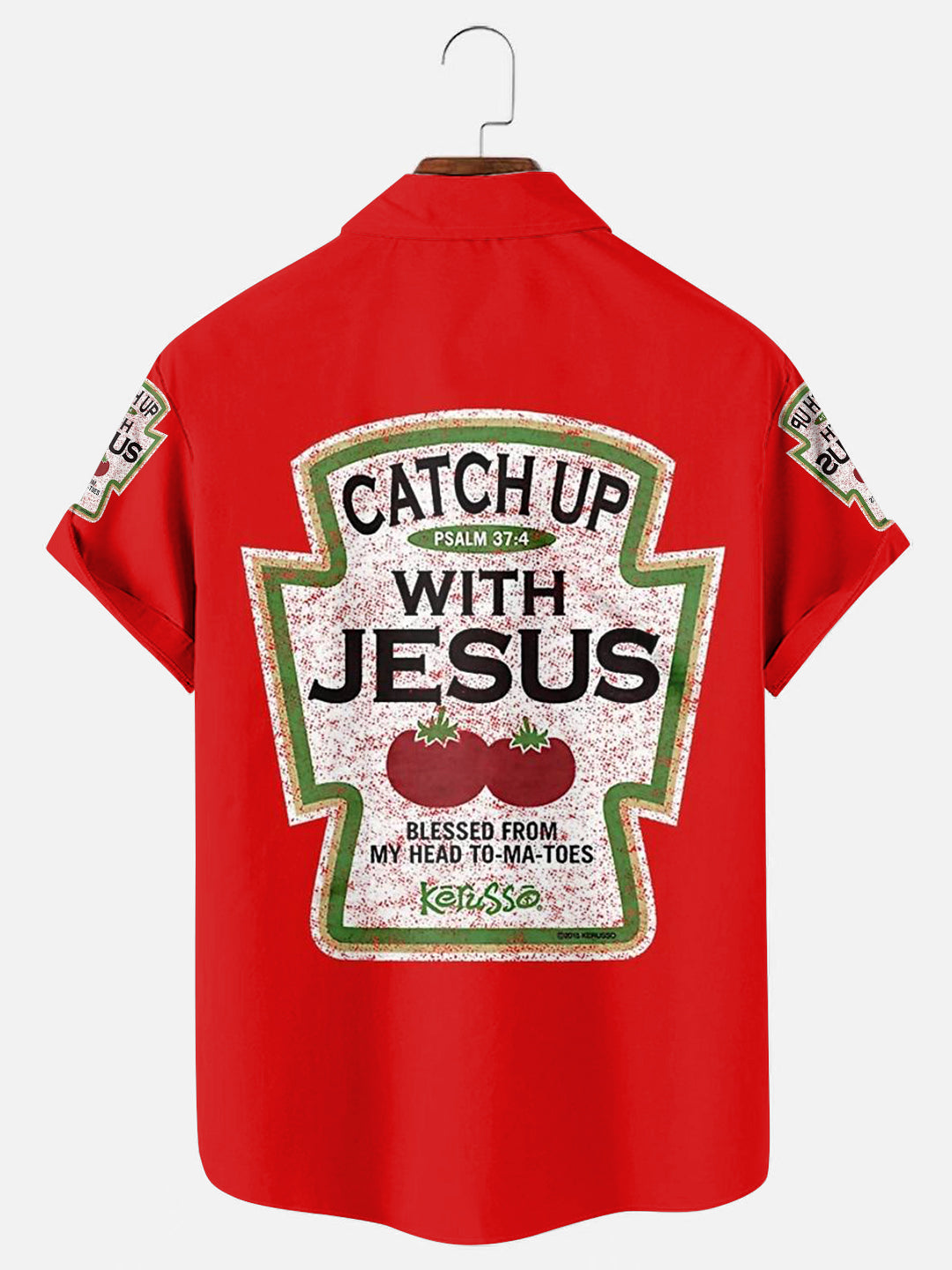 Catch Up With Jesus Printed Casual Short Sleeve Shirt With Pocket