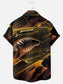 Men's Shark Mouth Fighter Jet Art Print Hawaiian Short Sleeve Shirt