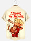 Men's Vintage Cartoon TV Character Print Hawaiian Chest Pocket Short Sleeve Shirt