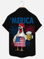 Men's American Chicken Beer Print Hawaiian Short Sleeve Shirt