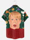 Men's Christmas Character Print Holiday Short Sleeve Shirt